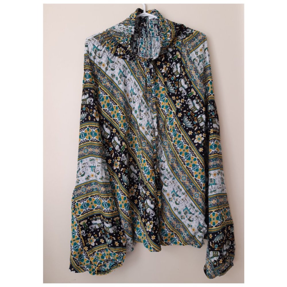 (B5)100% Rayon Harem Pants (Elephants&Flowers Prt)